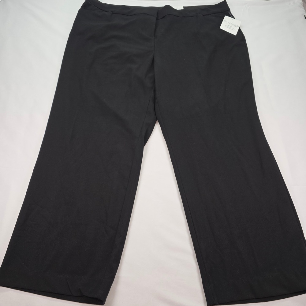 Croft & Barrow Curvy Straight Mid Rise Black Dress Pants Woman Stretch 24WS NEW